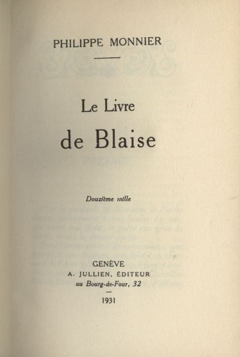 philippe monnier le livre de blaise